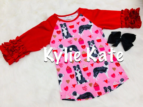 Dog/Hearts 3/4 Sleeve Icing Shirt
