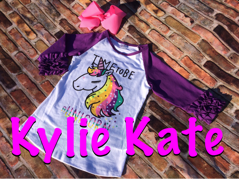 "Time to be a Unicorn" Ruffle Shirt