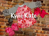 Valentine's Heart 3/4 Gray Sleeve or Red Sleeve Shirt