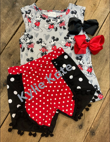Mouse Pom Pom Girls Short Set