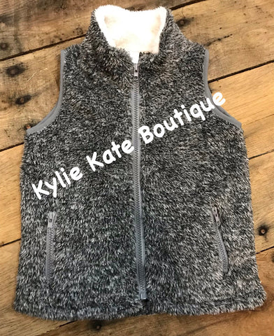 Sherpa Gray Zip Up Vest w/ Pockets