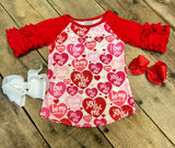 Valentine's Heart 3/4 Gray Sleeve or Red Sleeve Shirt