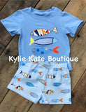 Fishy Fish Boys Appliqué Short Outfit