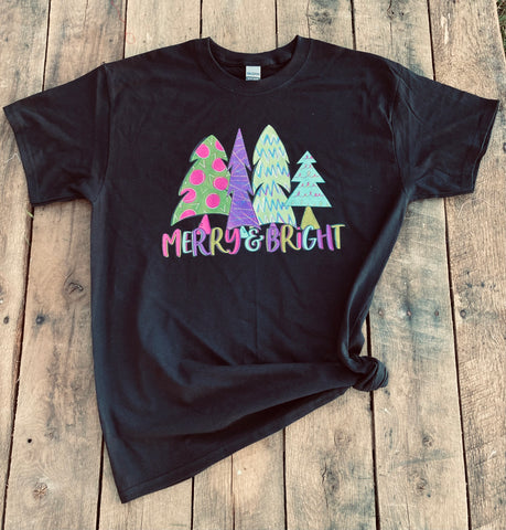 ADULT T-Shirt Merry & Bright Black