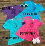 Ruffle Button Short Sleeve Tunic-4 COLORS